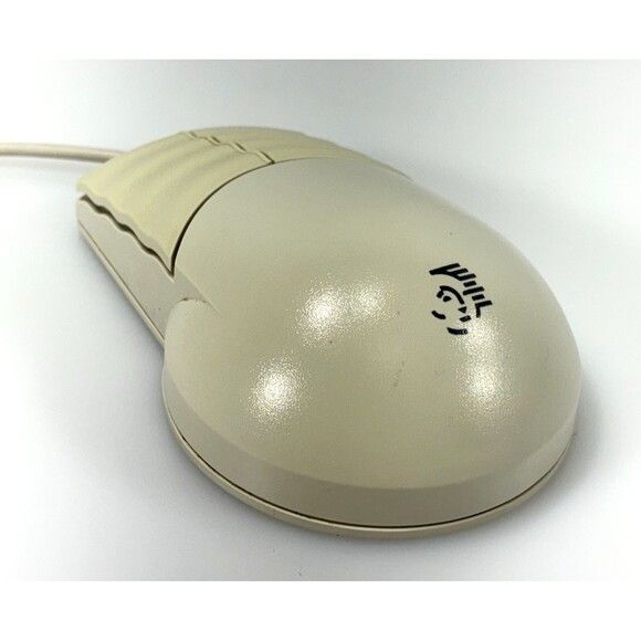 Vintage Packard Bell #MUSBJL Off-White Mechanical Ball Wired Mouse Tested - Picture 1 of 10